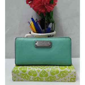 Marc By Marc Jacobs New York Blue Leather Credit Card Bifold Wallet